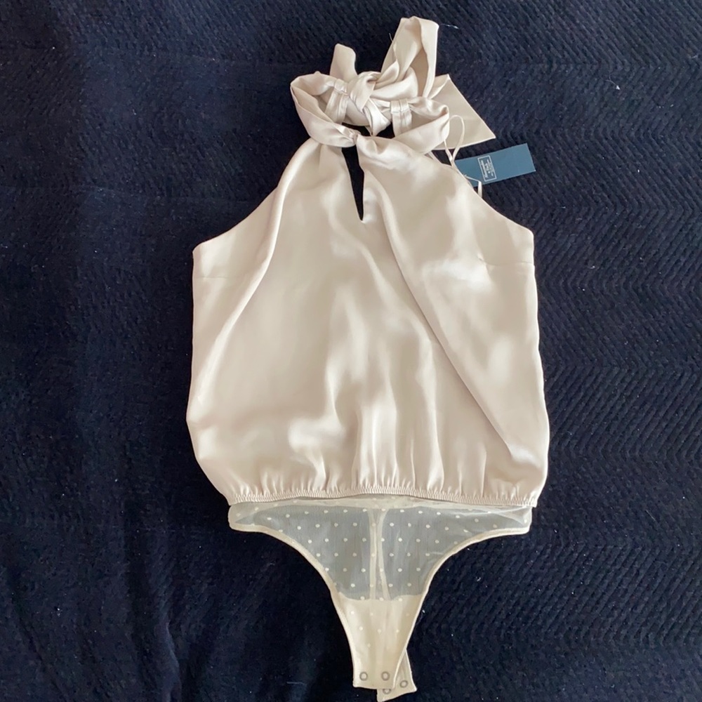 Satin halter bodysuit, NEVER BEEN WORN!